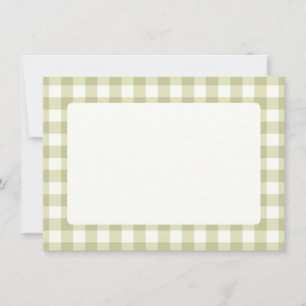 Tarjeta De Agradecimiento Gingham de prado campestre francés - cuadros verde