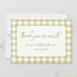 Tarjeta De Agradecimiento Gingham de prado campestre francés - cuadros verde