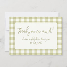 Tarjeta De Agradecimiento Gingham de prado campestre francés - cuadros verde