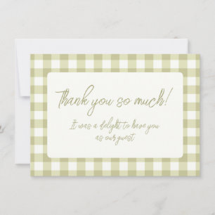 Tarjeta De Agradecimiento Gingham de prado campestre francés - cuadros verde