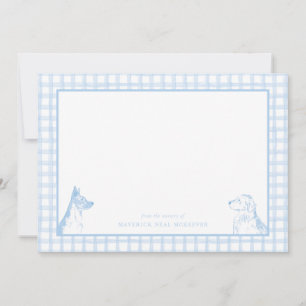 Tarjeta De Agradecimiento Gingham Dog Baby Boy Enfermería de Stationery