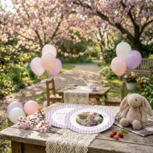 Gingham Lavender Cumpleaños número 1 Foto de agrad