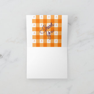 Tarjeta De Agradecimiento Gingham naranja gracias