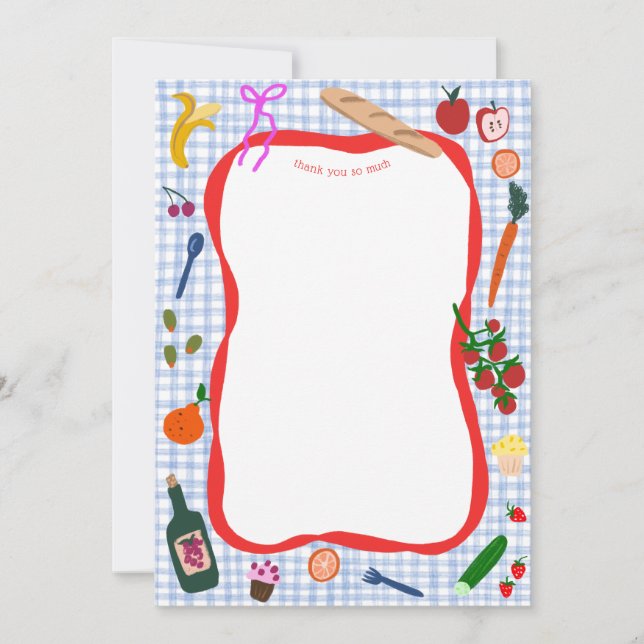 Tarjeta De Agradecimiento Gingham Picnic Moderno Cute PERSONALIZADO Bridal S (Anverso)