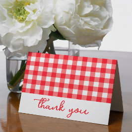 Tarjeta De Agradecimiento Gingham Plaid Red & White