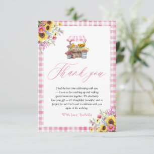 Tarjeta De Agradecimiento Gingham Rosa Moderno Fresco Acaba de Llegar al Mer