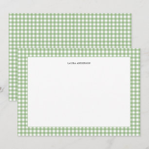 Tarjeta De Agradecimiento Gingham simple verde y blanco personalizado