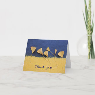 Tarjeta De Agradecimiento ginkgo hojas en papel hecho a mano gracias