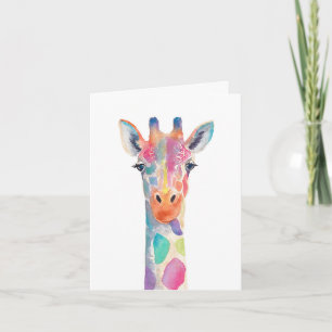 Tarjeta De Agradecimiento Girafa arcoiris notecard