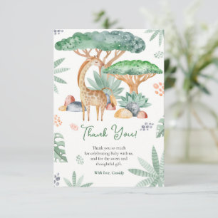 Tarjeta De Agradecimiento Giraffe Baby Shower acuarela animal tropical