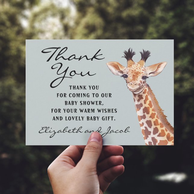 Tarjeta De Agradecimiento Giraffe Baby Shower Gracias (Subido por el creador)