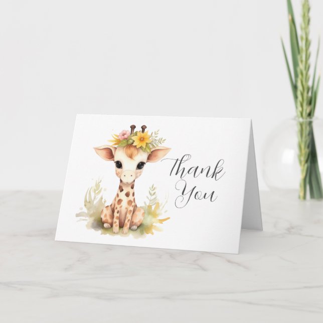 Tarjeta De Agradecimiento Giraffe Baby Shower Thank You Card (Anverso)