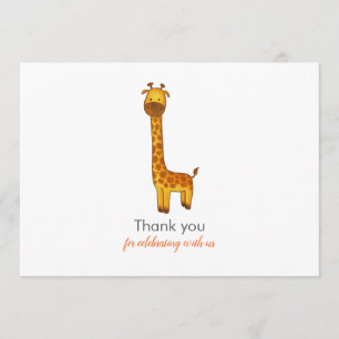 Tarjeta De Agradecimiento Giraffe Cute Minimalista Baby Shower Gracias