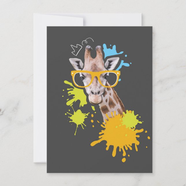 Tarjeta De Agradecimiento Giraffe Lover Cute Giraffe With Glasses (Anverso)
