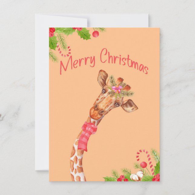 Tarjeta De Agradecimiento Giraffe Lover Girafes África Feliz Navidad (Anverso)