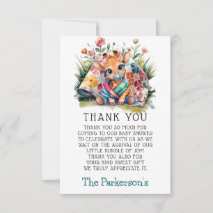 Tarjeta De Agradecimiento Giraffe Pacifier Chica Boy Baby Shower Gracias