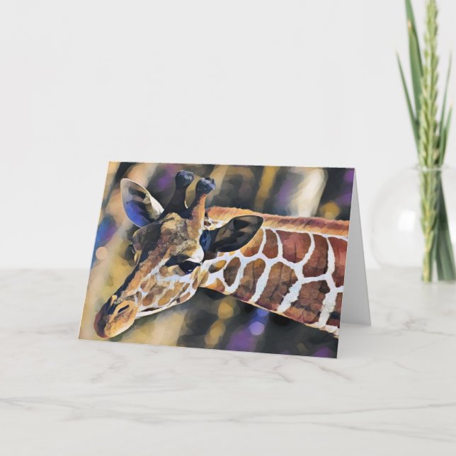 Tarjeta De Agradecimiento Giraffe Pintura arte Vintage (Anverso)