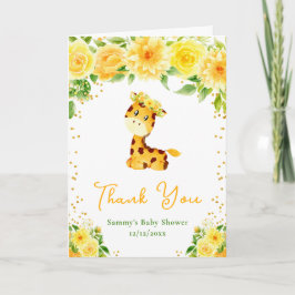 Tarjeta De Agradecimiento Giraffe Yellow Floral Baby Shower Gracias