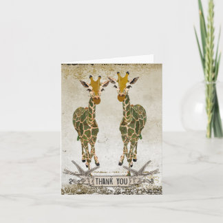 Tarjeta De Agradecimiento Giraffes de oro Gracias Notecard