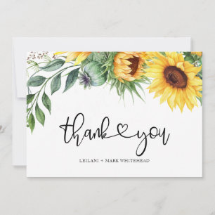 Tarjeta De Agradecimiento Girasol Acuarela Gracias
