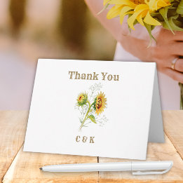 Tarjeta De Agradecimiento Girasol Agradecer Acuarela Rústica Campestre