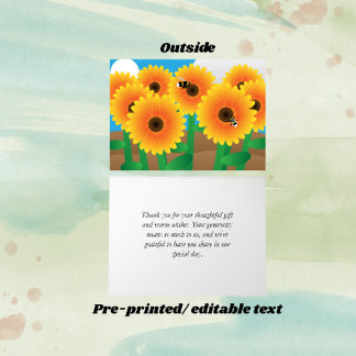 Tarjeta De Agradecimiento Girasol Alegre Personalizado