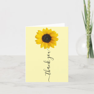 Tarjeta De Agradecimiento Girasol amarillo brillante Letras de mano