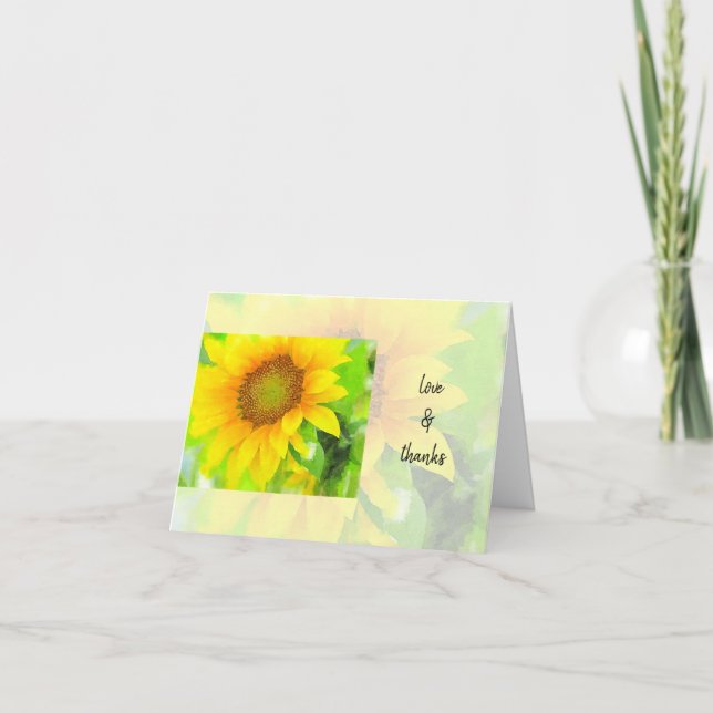 Tarjeta De Agradecimiento Girasol amarillo brillante y alegre (Anverso)