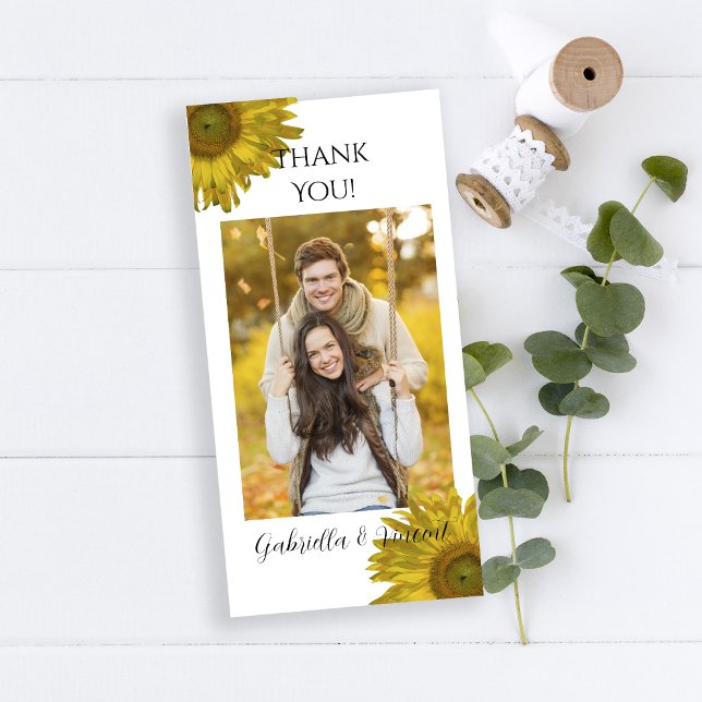Tarjeta De Agradecimiento Girasol amarillo gracias vertical (Subido por el creador)