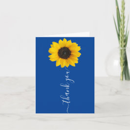 Tarjeta De Agradecimiento Girasol brillante en azul | Manos Difundidas Graci
