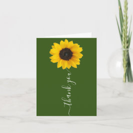 Tarjeta De Agradecimiento Girasol brillante en verde | Letras de mano