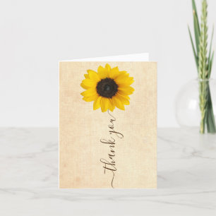 Tarjeta De Agradecimiento Girasol brillante Mano Rustica Leída