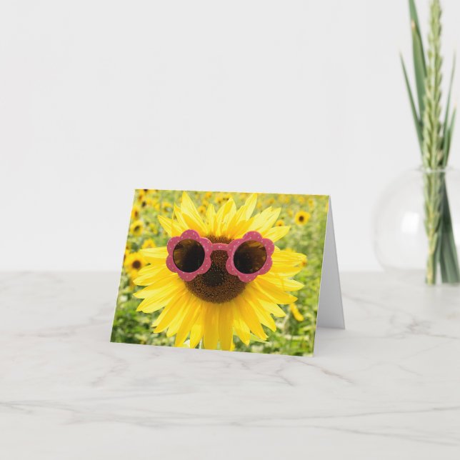 Tarjeta De Agradecimiento Girasol con gafas de sol (Anverso)