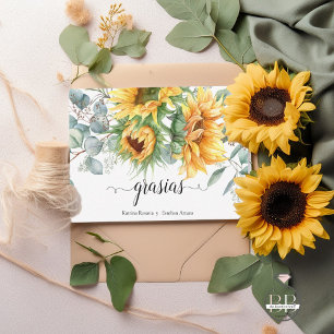 Tarjeta De Agradecimiento Girasol de otoño rústico