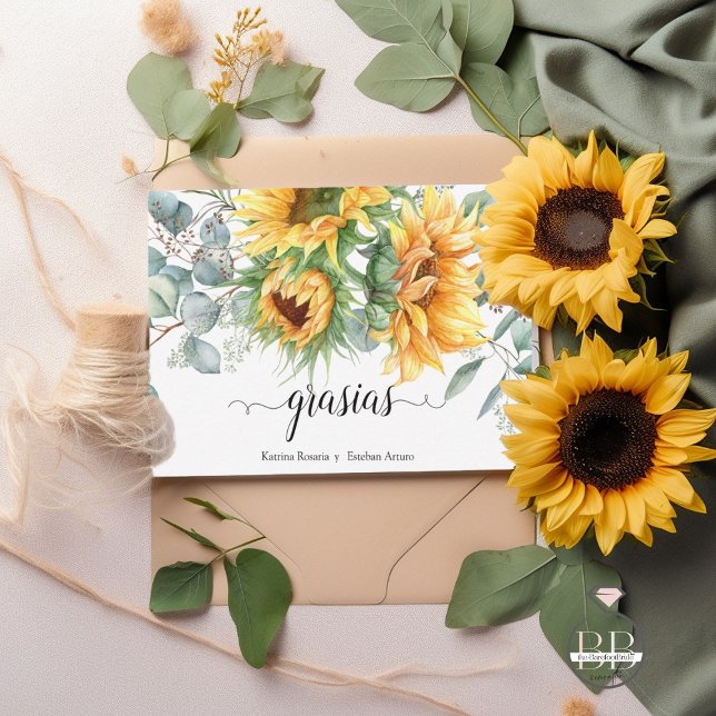 Tarjeta De Agradecimiento Girasol de otoño rústico (Subido por el creador)