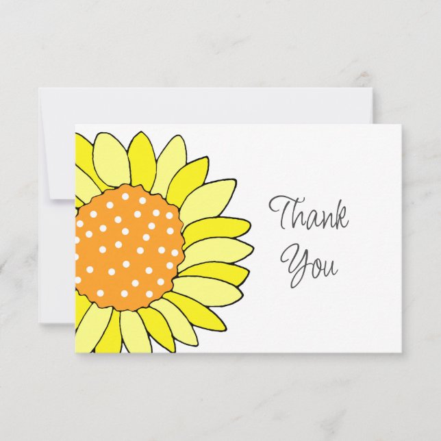 Tarjeta De Agradecimiento Girasol dibujado a mano (Anverso)