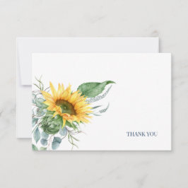 Tarjeta De Agradecimiento Girasol elegante Eucalipto Floral