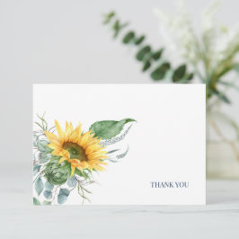 Tarjeta De Agradecimiento Girasol elegante Eucalipto Floral
