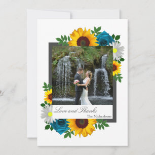 Tarjeta De Agradecimiento Girasol Rosa Daisy Floral Boda
