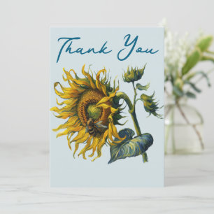 Tarjeta De Agradecimiento Girasol y Abeja: Una Armonía Vibrante de la Natura
