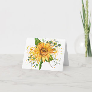 Tarjeta De Agradecimiento Girasol y libélula salpican otoño