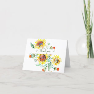Tarjeta De Agradecimiento Girasoles acuarela personalizados gracias ca