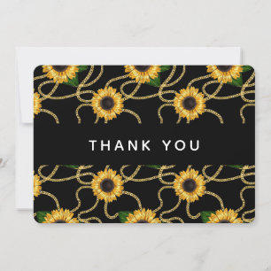 Tarjeta De Agradecimiento Girasoles Amarillos Bonitos Patrón Elegante Gracia