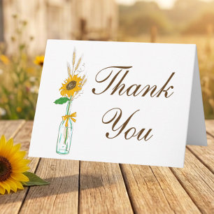Tarjeta De Agradecimiento Girasoles Campestres Florales Gracias Bodas Rústic