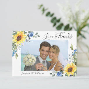 Tarjeta De Agradecimiento Girasoles Elegantes Eucalipto Verde FOTO