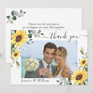 Tarjeta De Agradecimiento Girasoles Elegantes Eucalipto Verde FOTOGRAFÍA