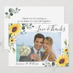 Tarjeta De Agradecimiento Girasoles Elegantes Eucalipto Verde FOTOGRAFÍA