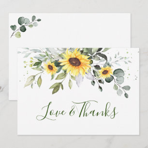 Tarjeta De Agradecimiento Girasoles Elegantes Eucalipto Verdor