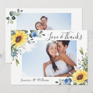 Tarjeta De Agradecimiento Girasoles Elegantes Eucalipto Verdor 2 FOTO