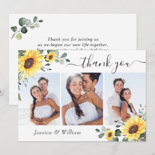 Tarjeta De Agradecimiento Girasoles Elegantes Eucalipto Verdor 3 FOTO